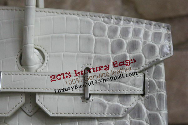 Hermes Birkin 35CM Tote Bag White Croco Leather H35 Silver