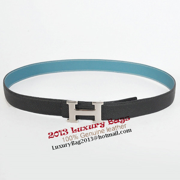 Hermes Bovine Jugular Veins In Blue Belt HR1007B Silver