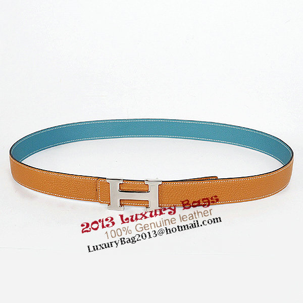 Hermes Bovine Jugular Veins In Blue Belt HR1010B Silver