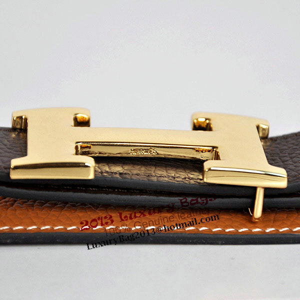 Hermes Dark Brown Bovine Jugular Veins Belt HR1008A Gold