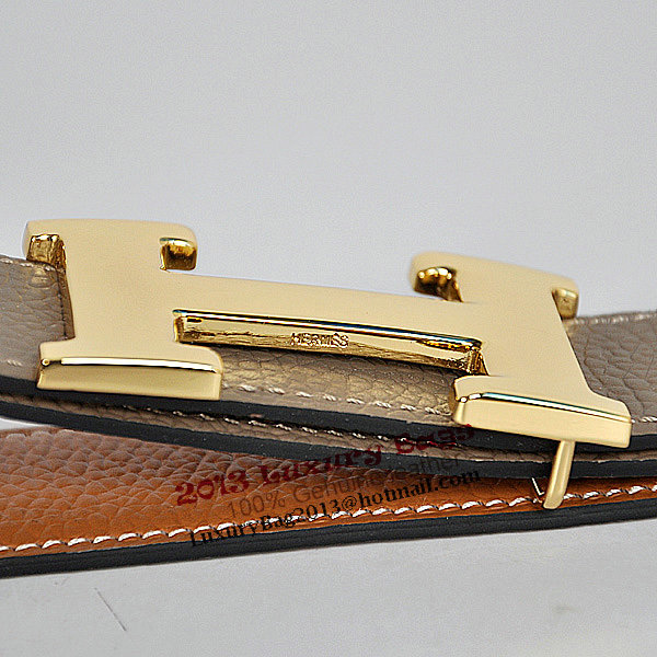 Hermes Dark Gray Bovine Jugular Veins Belt HR1009A Gold