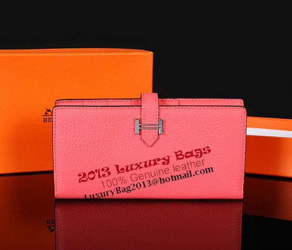 Hermes Bearn Japonaise Bi-Fold Wallet Original Leather A1018 Pink