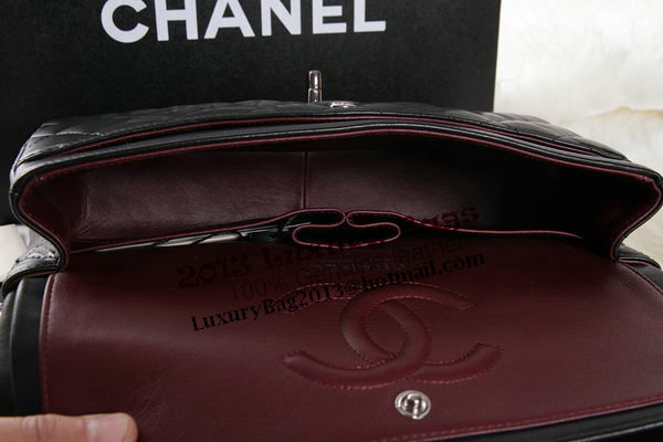 Chanel 2.55 Series Black Original Leather Classic Flap Bag A01112 Silver