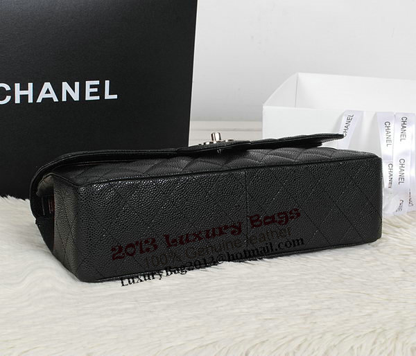 Chanel Classic Flap Bag 1113 Black Original Cannage Pattern Leather Silver