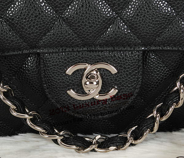 Chanel Classic Flap Bag 1113 Black Original Cannage Pattern Leather Silver