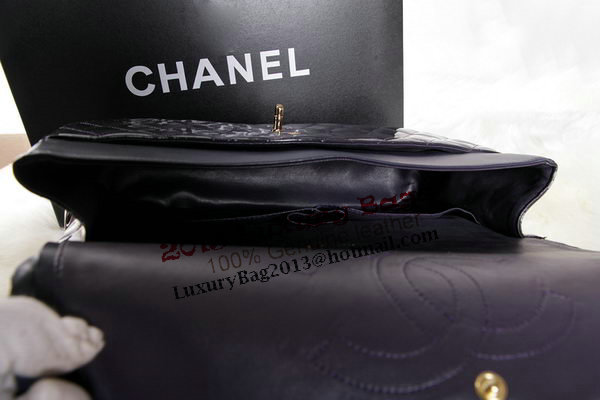 Chanel Maxi Double Flaps Bag Dark Purple Original Patent Leather A36098 Gold