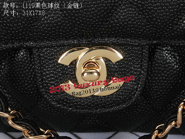 Chanel Classic Flap Bag 1119 Black Cannage Pattern Leather Gold