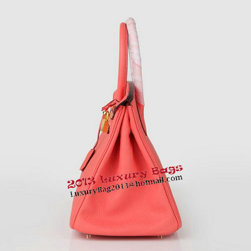 Hermes Birkin 30CM Tote Bag Light Red Original Leather H30 Gold