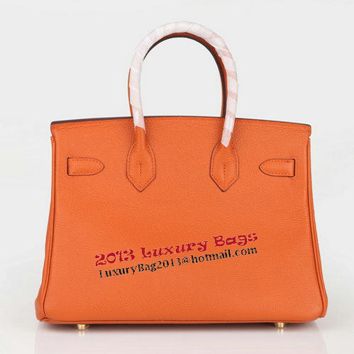 Hermes Birkin 30CM Tote Bag Orange Original Leather H30 Silver