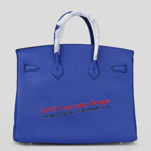 Hermes Birkin 35CM Tote Bag Blue Original Leather H35 Silver