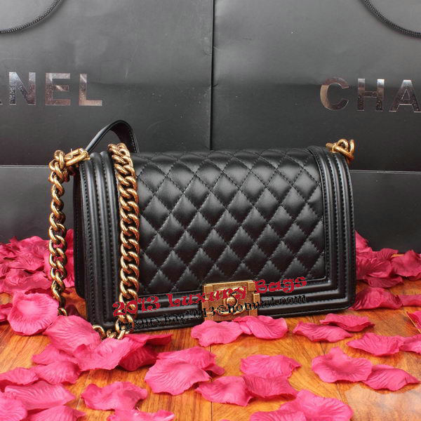 Boy Chanel Flap Shoulder Bag Black Original Leather A67086 Bronze