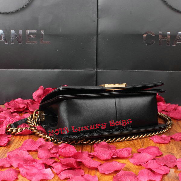 Boy Chanel Flap Shoulder Bag Black Original Leather A67086 Bronze