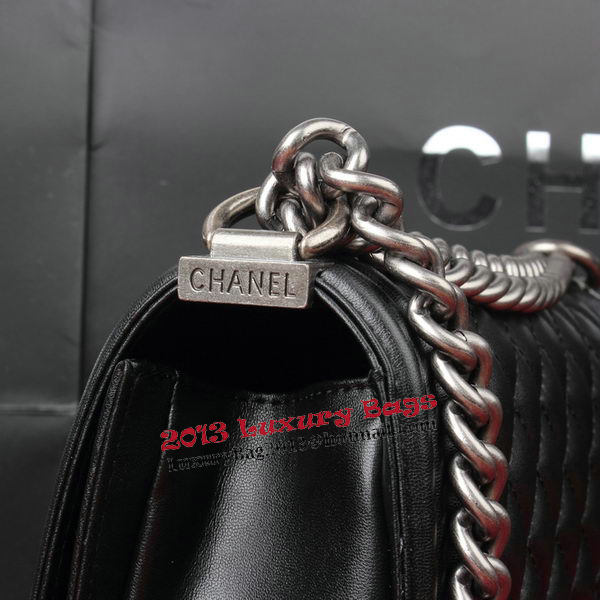 Boy Chanel Flap Shoulder Bag Black Original Leather A67086 Silver