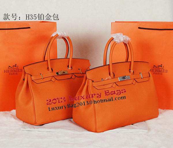 Hermes Birkin 35CM Tote Bag Orange Original Grainy Leather H35 Gold