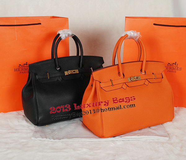 Hermes Birkin 35CM Tote Bag Orange Original Grainy Leather H35 Gold