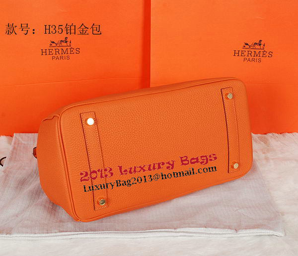 Hermes Birkin 35CM Tote Bag Orange Original Grainy Leather H35 Gold