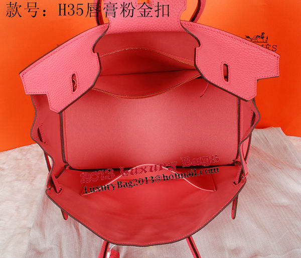 Hermes Birkin 35CM Tote Bag Pink Original Grainy Leather H35 Gold