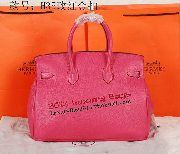 Hermes Birkin 35CM Tote Bag Rose Original Grainy Leather H35 Gold