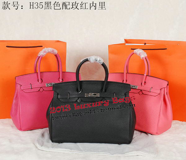 Hermes Birkin 35CM Tote Bag Rose Original Grainy Leather H35 Silver