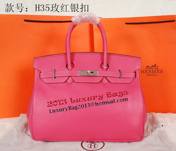 Hermes Birkin 35CM Tote Bag Rose Original Grainy Leather H35 Silver