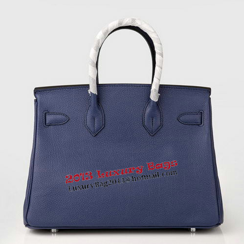 Hermes Birkin 30CM Tote Bag RoyalBlue Original Leather H30 Silver