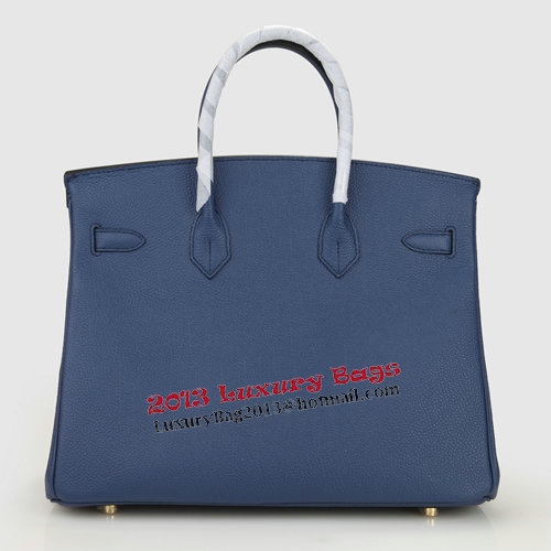 Hermes Birkin 35CM Tote Bag Dark Blue Original Leather H35 Gold