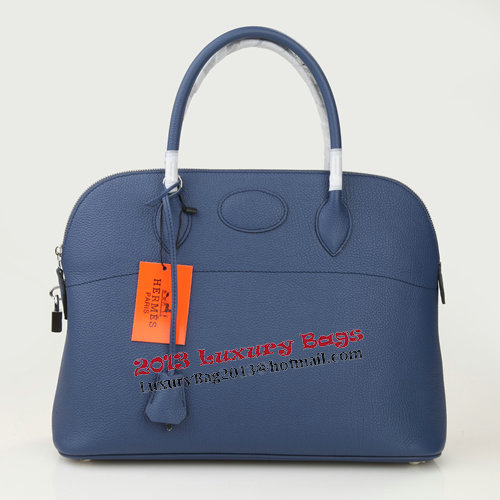 Hermes Bolide 37CM Tote Bags Calf Leather Blue