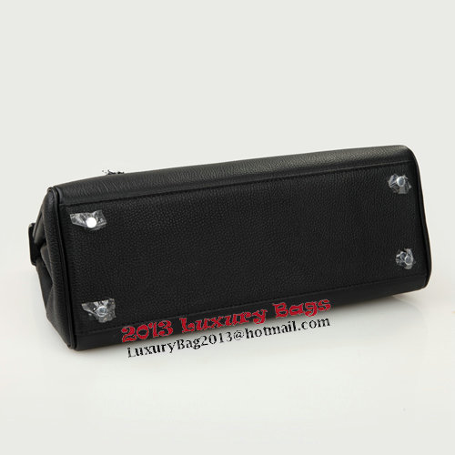 Hermes Kelly 32cm Shoulder Bag Black Original Leather K32 Silver