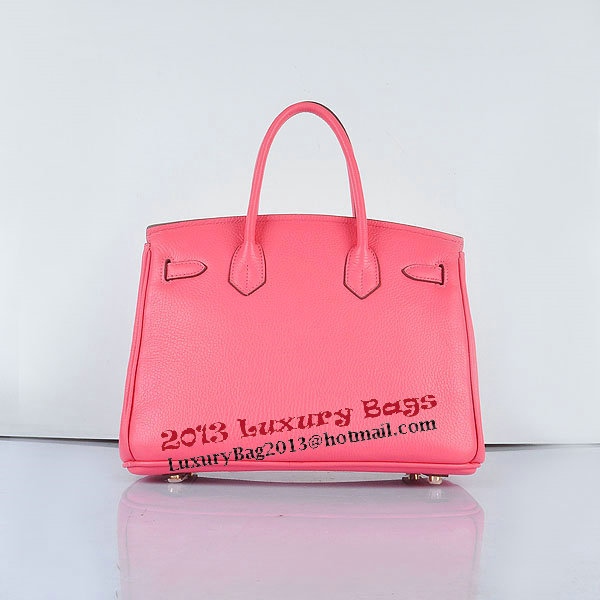 Hermes Birkin 30CM Tote Bags Pink Clemence Leather Gold