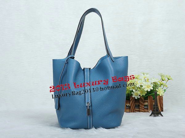 Hermes Picotin Lock MM Bag in Original Leather Blue