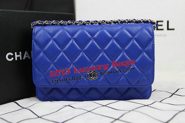 Chanel CHA33814 Blue Original Sheepskin Leather mini Flap Bag Gold