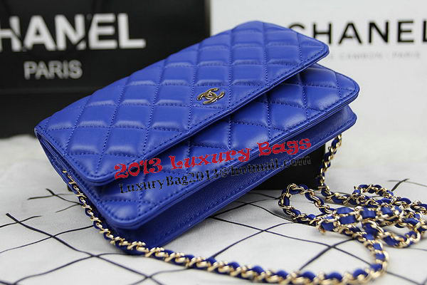 Chanel CHA33814 Blue Original Sheepskin Leather mini Flap Bag Gold