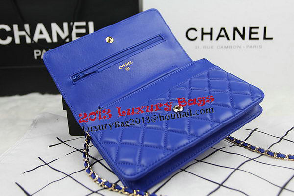 Chanel CHA33814 Blue Original Sheepskin Leather mini Flap Bag Gold