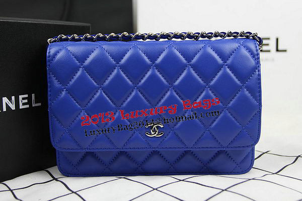 Chanel CHA33814 Blue Original Sheepskin Leather mini Flap Bag Silver