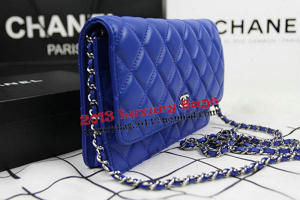 Chanel CHA33814 Blue Original Sheepskin Leather mini Flap Bag Silver