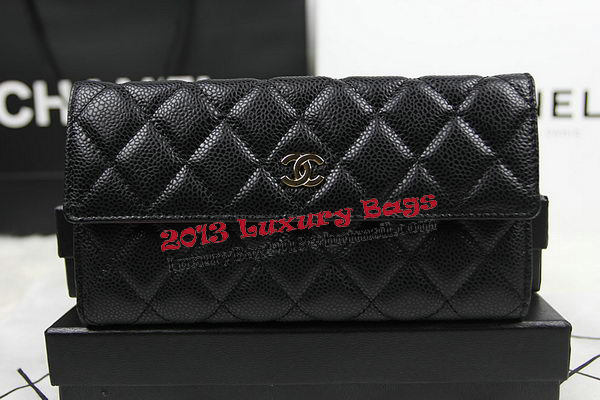Chanel Matelasse Tri-Fold Wallet Original Cannage Pattern Leater CHA48983 Black