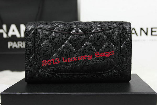 Chanel Tri-Fold Wallet Original Cannage Pattern Leather CHA31506 Black