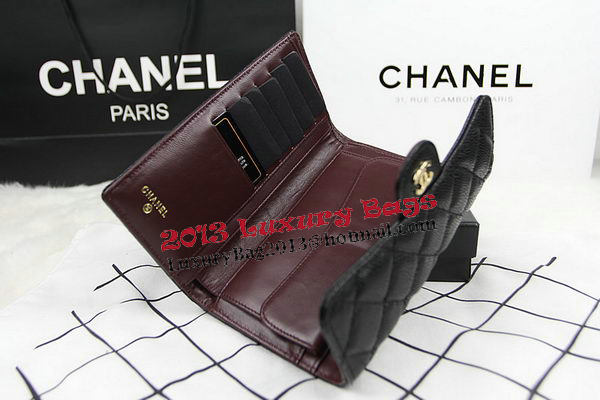 Chanel Tri-Fold Wallet Original Cannage Pattern Leather CHA31506 Black