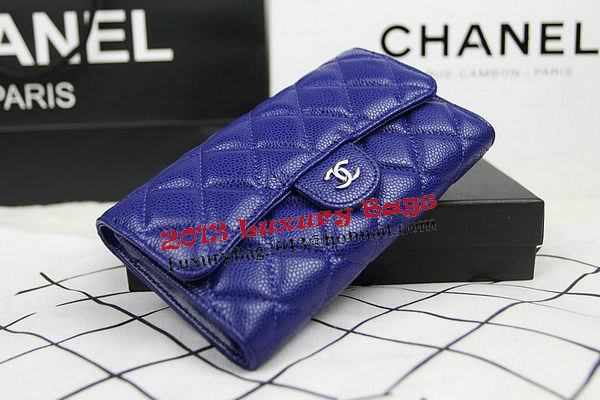 Chanel Tri-Fold Wallet Original Cannage Pattern Leather CHA31506 Blue