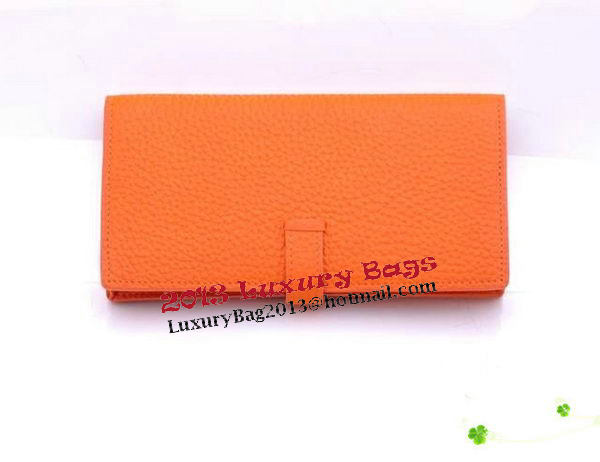 Hermes Bearn Japonaise Bi-Fold Wallet Grainy Leather H68942 Orange