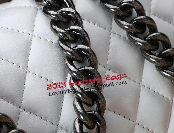 Chanel Boy Flap Shoulder Bag White Original Calfskin Leather CHA67086 Silver