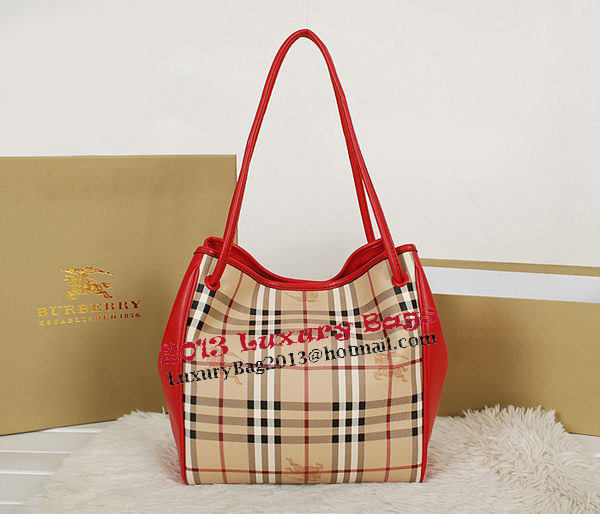 BurBerry Small Haymarket Check Tote Bag B5911 Red