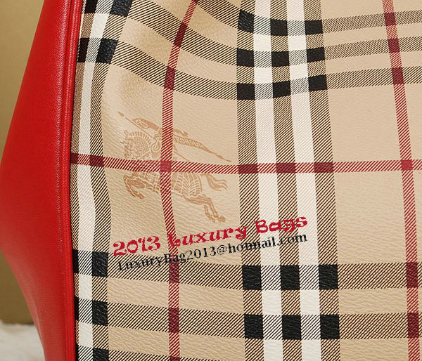 BurBerry Small Haymarket Check Tote Bag B5911 Red