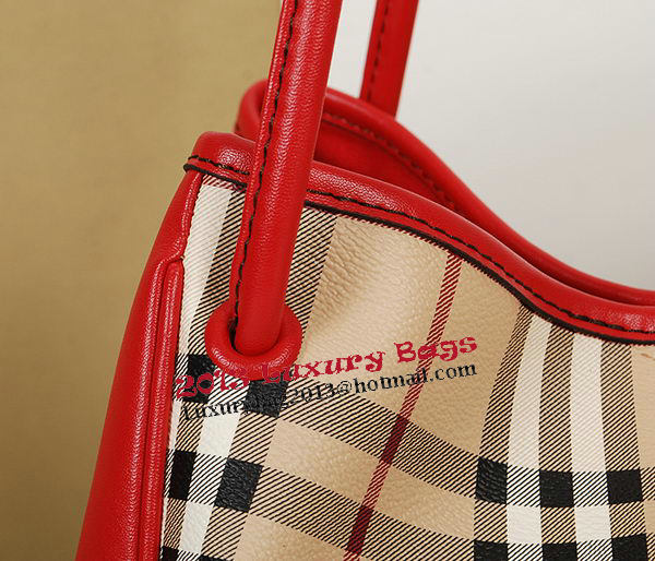 BurBerry Small Haymarket Check Tote Bag B5911 Red