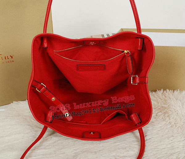 BurBerry Small Haymarket Check Tote Bag B5911 Red