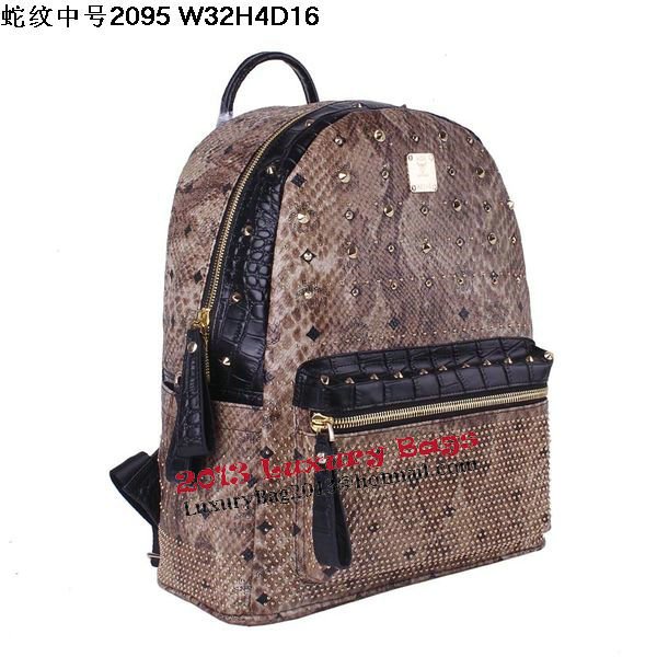 MCM Armour Medium Backpack Snake Leather MC2095 Brown