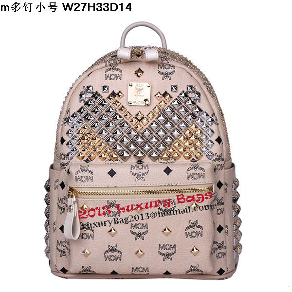 MCM Small Stark Front Studs Backpack MC4237S Beige