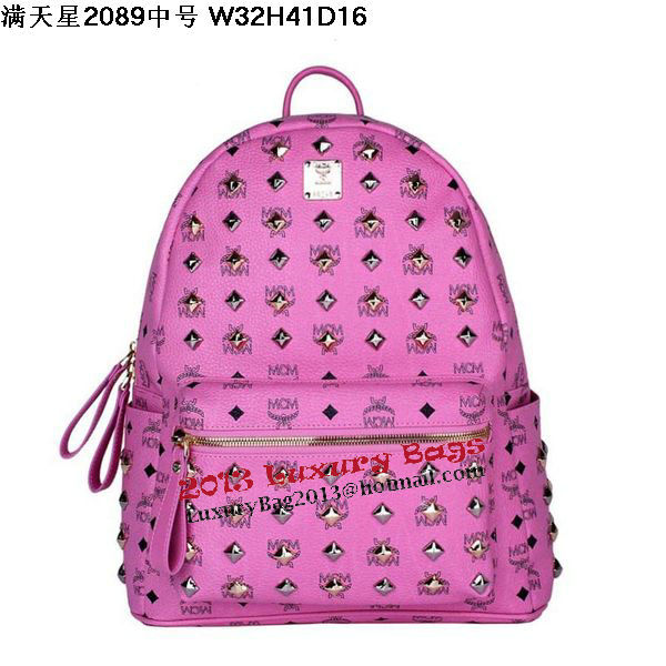 MCM Stark Studded Medium Backpack MC2089 Rosy