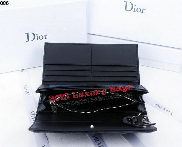 Dior Bi-Flod Wallet in Lambskin Leahter CD086 Black