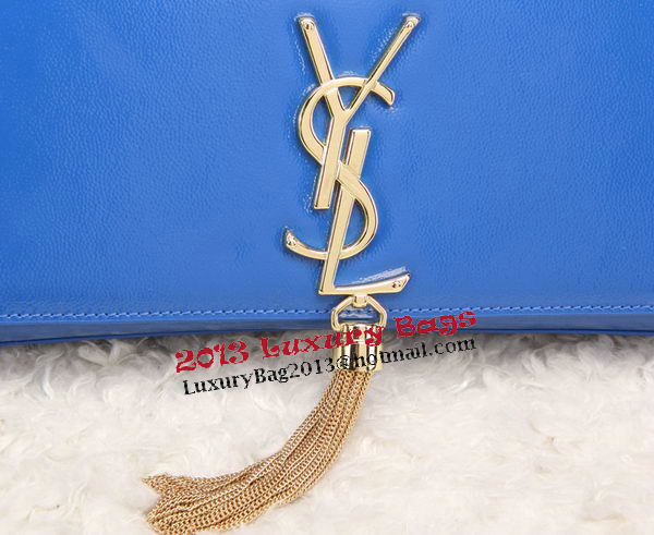 YSL Classic Monogramme Tassel Patent Leather Clutch Bag Y8908 Blue